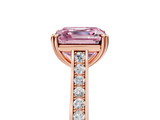 Rose gold Fancy Pink Asscher  Diamond Solitaire with Pave Band and Six-Prong Setting_59
