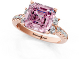 Rose gold Fancy Pink Asscher  Diamond Three-Stone Pave Band with Four-Prong Setting_18