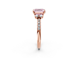 Rose gold Fancy Pink Asscher  Diamond Three-Stone Pave Band with Four-Prong Setting_19