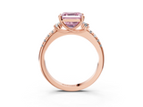 Rose gold Fancy Pink Asscher  Diamond Three-Stone Pave Band with Four-Prong Setting_20