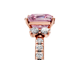 Rose gold Fancy Pink Asscher  Diamond Three-Stone Pave Band with Four-Prong Setting_22