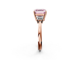 Rose gold Fancy Pink Asscher  Diamond Three-Stone Ring with Trapezoid Side Stones and Prong Setting_52