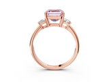Rose gold Fancy Pink Asscher  Diamond Three-Stone Ring with Trapezoid Side Stones and Prong Setting_53