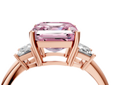 Rose gold Fancy Pink Asscher  Diamond Three-Stone Ring with Trapezoid Side Stones and Prong Setting_54