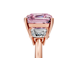 Rose gold Fancy Pink Asscher  Diamond Three-Stone Ring with Trapezoid Side Stones and Prong Setting_55