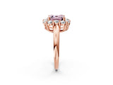 Rose gold Fancy Pink Asscher  Halo Cluster Diamond Engagement Ring with Prong Setting and Polished Band_22