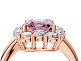 Rose gold Fancy Pink Asscher  Halo Cluster Diamond Engagement Ring with Prong Setting and Polished Band_24