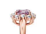 Rose gold Fancy Pink Asscher  Halo Cluster Diamond Engagement Ring with Prong Setting and Polished Band_25