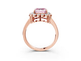 Rose gold Fancy Pink Asscher  Halo Cluster Diamond Engagement Ring with Solitaire Band and Prong Setting_31