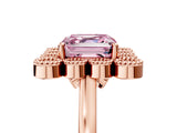 Rose gold Fancy Pink Asscher  Halo Diamond Cluster Engagement Ring with Milgrain Bezel Setting and Solitaire Band_32