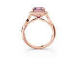 Rose gold Fancy Pink Asscher  Halo Diamond Engagement Ring with Filigree Band and Four-Prong Setting_72
