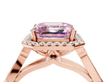 Rose gold Fancy Pink Asscher  Halo Diamond Engagement Ring with Filigree Band and Four-Prong Setting_73