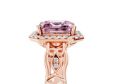 Rose gold Fancy Pink Asscher  Halo Diamond Engagement Ring with Filigree Band and Four-Prong Setting_74