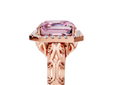 Rose gold Fancy Pink Asscher  Halo Diamond Engagement Ring with Intricate Filigree Band and Four-Prong Setting_5