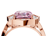 Rose gold Fancy Pink Asscher  Halo Diamond Engagement Ring with Milgrain Band and Four-Prong Setting_37