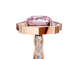 Rose gold Fancy Pink Asscher  Halo Diamond Engagement Ring with Milgrain Band and Four-Prong Setting_38