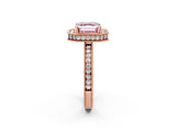 Rose gold Fancy Pink Asscher  Halo Diamond Engagement Ring with Milgrain Pave Band and Four-Prong Setting_120