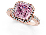 Rose gold Fancy Pink Asscher  Halo Diamond Engagement Ring with Pavé Band and Four-Prong Setting_21