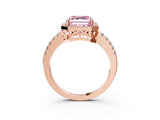 Rose gold Fancy Pink Asscher  Halo Diamond Engagement Ring with Pavé Band and Four-Prong Setting_23