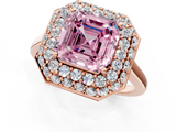 Rose gold Fancy Pink Asscher  Halo Diamond Engagement Ring with Solitaire Band and Four-Prong Setting_18