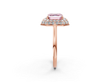 Rose gold Fancy Pink Asscher  Halo Diamond Engagement Ring with Solitaire Band and Four-Prong Setting_19