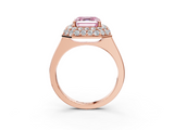 Rose gold Fancy Pink Asscher  Halo Diamond Engagement Ring with Solitaire Band and Four-Prong Setting_20