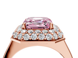 Rose gold Fancy Pink Asscher  Halo Diamond Engagement Ring with Solitaire Band and Four-Prong Setting_21