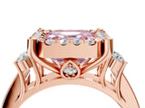 Rose gold Fancy Pink Asscher  Halo Diamond Engagement Ring with Split Shank and Four-Prong Setting 4