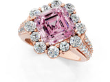 Rose gold Fancy Pink Asscher  Halo Diamond Engagement Ring with Split Shank and Prong Setting_46