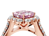 Rose gold Fancy Pink Asscher  Halo Diamond Engagement Ring with Split Shank and Prong Setting_49