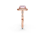 Rose gold Fancy Pink Asscher  Halo Diamond Engagement Ring with Twisted Band and Four-Prong Setting 2