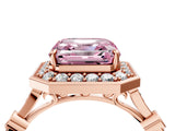 Rose gold Fancy Pink Asscher  Halo Diamond Engagement Ring with Twisted Band and Four-Prong Setting 4