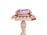 Rose gold Fancy Pink Asscher  Halo Diamond Engagement Ring with Twisted Band and Four-Prong Setting 5