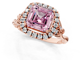 Rose gold Fancy Pink Asscher  Halo Diamond Engagement Ring with Vintage-Inspired Band and Four-Prong Setting_4