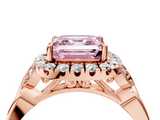 Rose gold Fancy Pink Asscher  Halo Diamond Engagement Ring with Vintage-Inspired Band and Four-Prong Setting_7