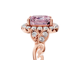 Rose gold Fancy Pink Asscher  Halo Diamond Engagement Ring with Vintage-Inspired Band and Four-Prong Setting_8
