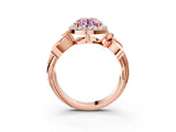 Rose gold Fancy Pink Asscher  Halo Diamond Floral Band with Four-Prong Setting_39