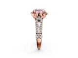 Rose gold Fancy Pink Asscher  Halo Diamond Floral Split Shank Engagement Ring 2