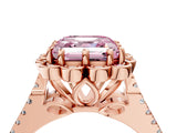 Rose gold Fancy Pink Asscher  Halo Diamond Floral Split Shank Engagement Ring 4