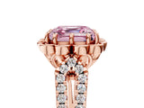 Rose gold Fancy Pink Asscher  Halo Diamond Floral Split Shank Engagement Ring 5