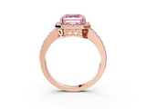 Rose gold Fancy Pink Asscher  Halo Diamond Pavé Band Ring with Prong Setting_3