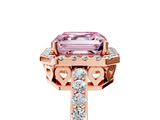 Rose gold Fancy Pink Asscher  Halo Diamond Pavé Band Ring with Prong Setting_5