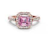 Rose gold Fancy Pink Asscher  Halo Diamond Pavé Solitaire Ring_65