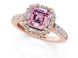 Rose gold Fancy Pink Asscher  Halo Diamond Pavé Solitaire Ring_66