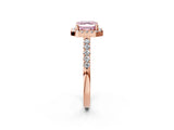 Rose gold Fancy Pink Asscher  Halo Diamond Pavé Solitaire Ring_67