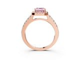 Rose gold Fancy Pink Asscher  Halo Diamond Pavé Solitaire Ring_68