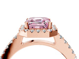 Rose gold Fancy Pink Asscher  Halo Diamond Pavé Solitaire Ring_69