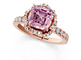 Rose gold Fancy Pink Asscher  Halo Diamond Pave Band Ring with Four-Prong Setting_16