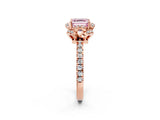Rose gold Fancy Pink Asscher  Halo Diamond Pave Band Ring with Four-Prong Setting_17