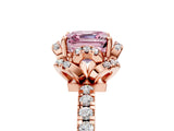 Rose gold Fancy Pink Asscher  Halo Diamond Pave Band Ring with Four-Prong Setting_20